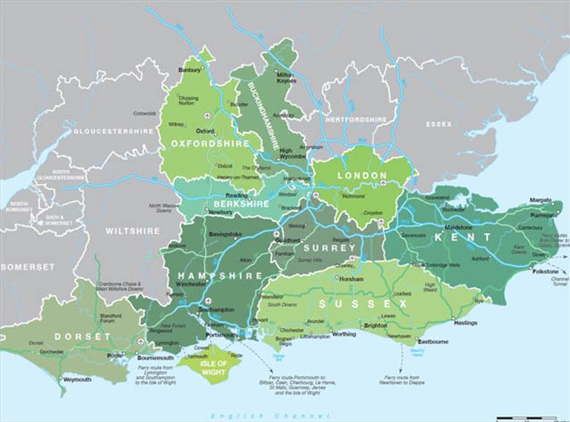 Map England South Coast Map of South East England   Visit South East England