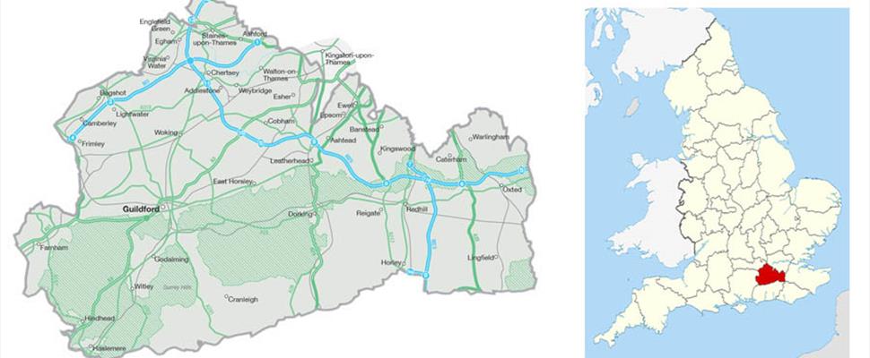 Map of Surrey - Visit South East England